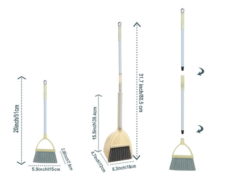 Xifando Mini Broom with Dustpan for Kids,Little Housekeeping Helper Set (Light Yellow) - Image 2